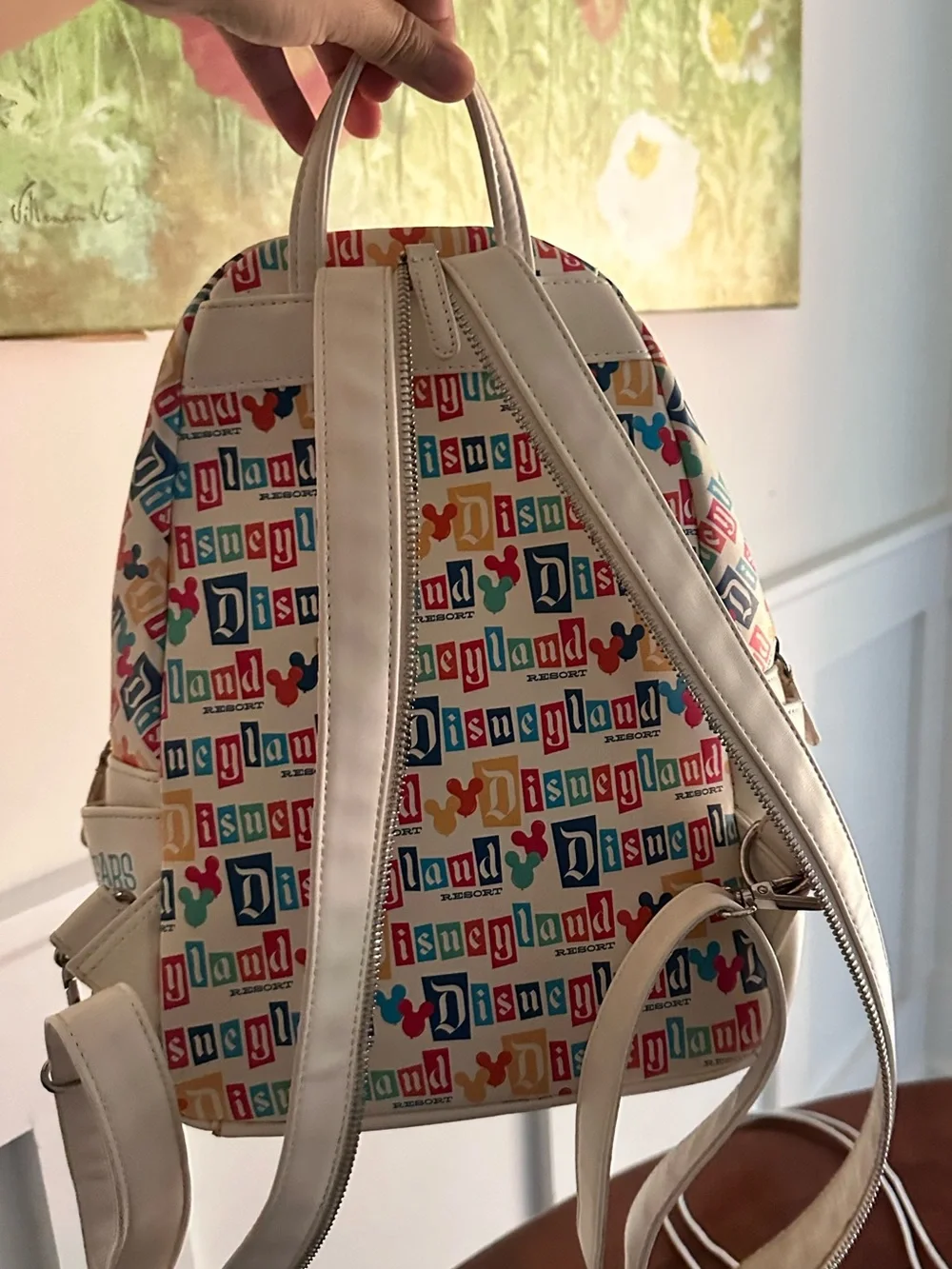Disneyland Loungefly Cream 'The Happiest Place on Earth' Backpack (used)